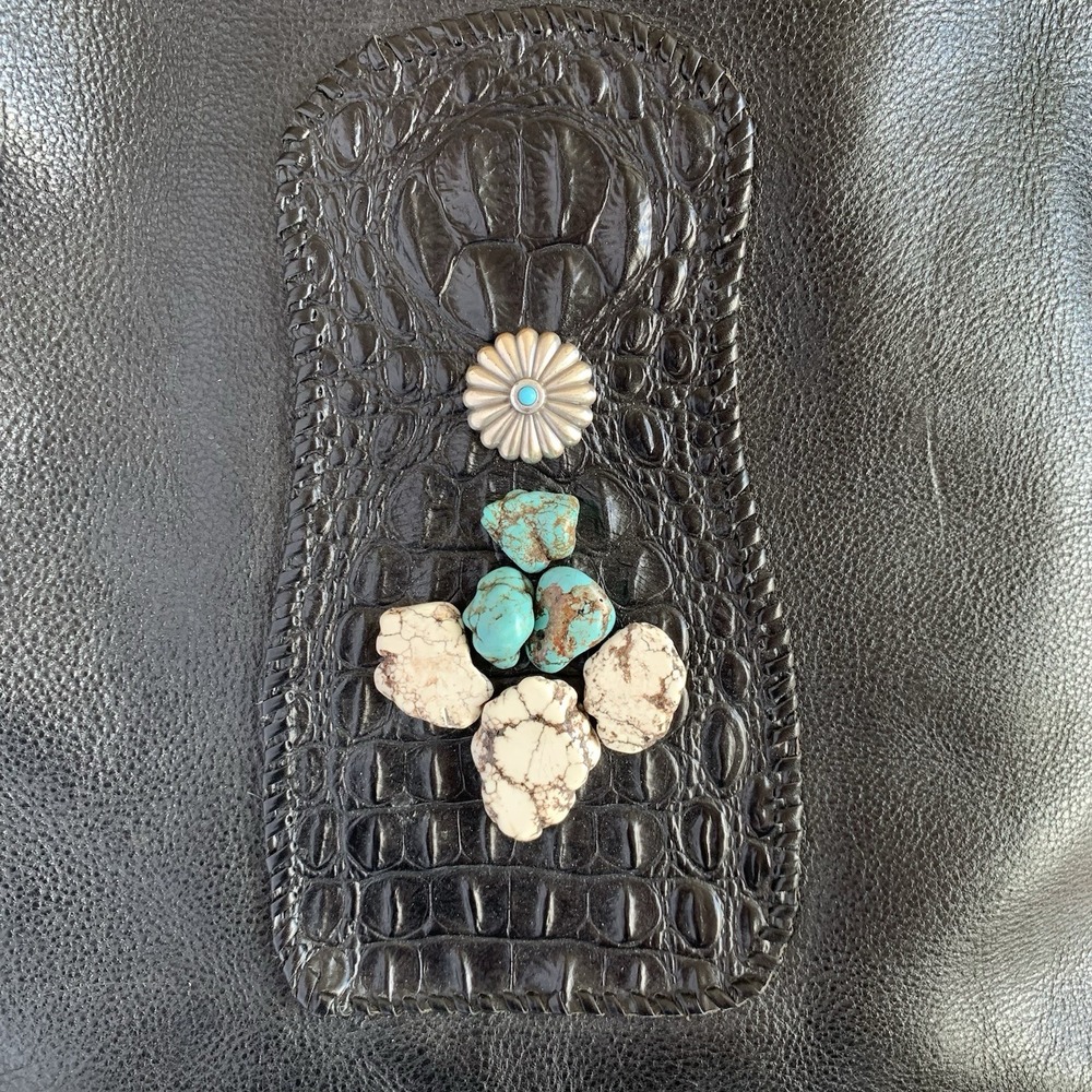 Two Bar West‎ Large Leather Purse Tote Fringes *Flaws* Stones Studded Western - Picture 5 of 10